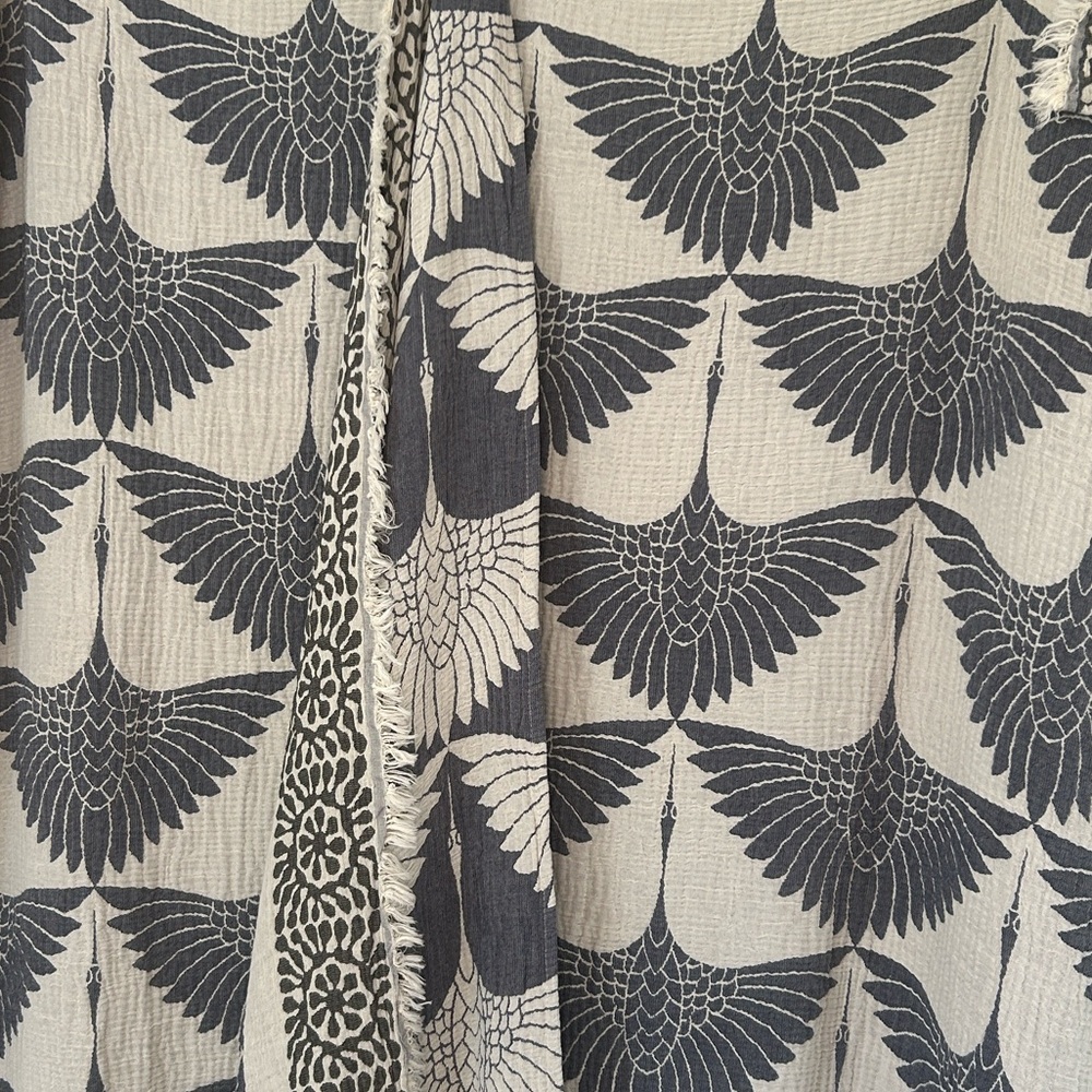 Flock Birds in Flight Cranes Throw Blanket 55x77 Luxury 100% Turkish Cotton NAVY - Picture 8 of 16